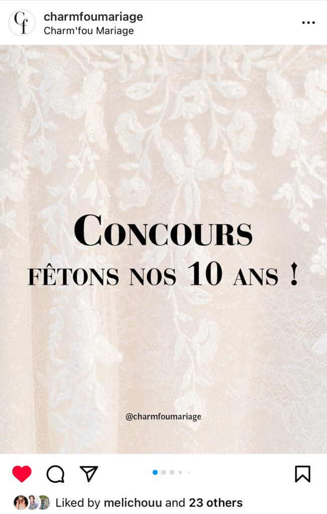 Concours Instagram Charm'fou Mariage